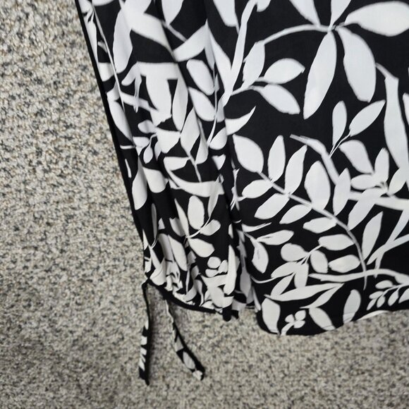 Calvin Klein Top Womens Plus 2X Black Satin Floral Print Collared‎ Casual Ladies - Picture 3 of 6